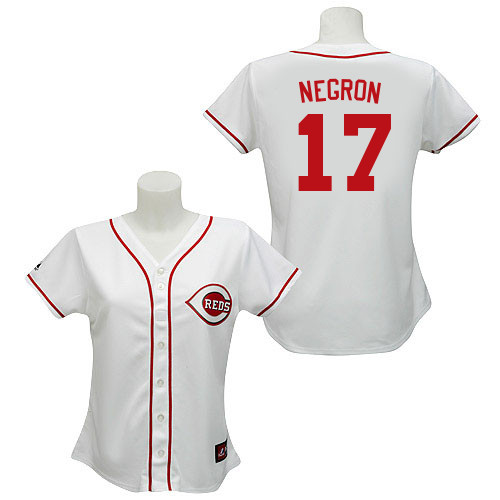 Kristopher Negron #17 mlb Jersey-Cincinnati Reds Women's Authentic Home White Cool Base Baseball Jersey